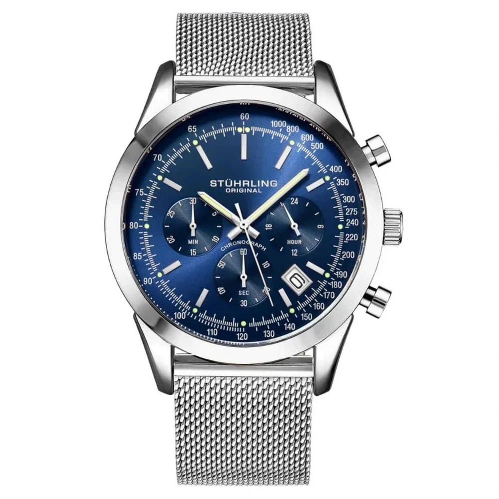 Stührling Preston 3975 Japan Quartz 44mm Chronograph NEW